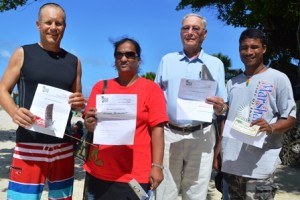 Grant Bilyard (second), Moten Naisher (participant's prize), Dr. Bob Blue (first), and Linton Baso (third). Photo: Karen Earnshaw