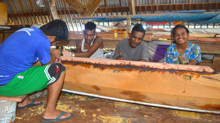 WAM trainees Reghie Lucky, March Enos ,Janen Torelik, and Jeitha Jennop. Photo: Karen Earnshaw