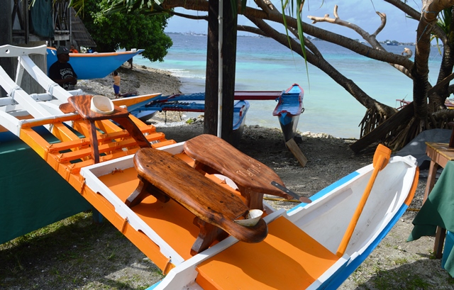 A refurbished canoe was used to showcase some of the products made by the trainees. Photo: Cary Evarts