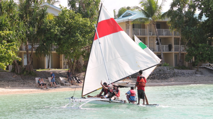 Captain Linton Baso takes passengers for a ride. Photo: Tolina Tomeing