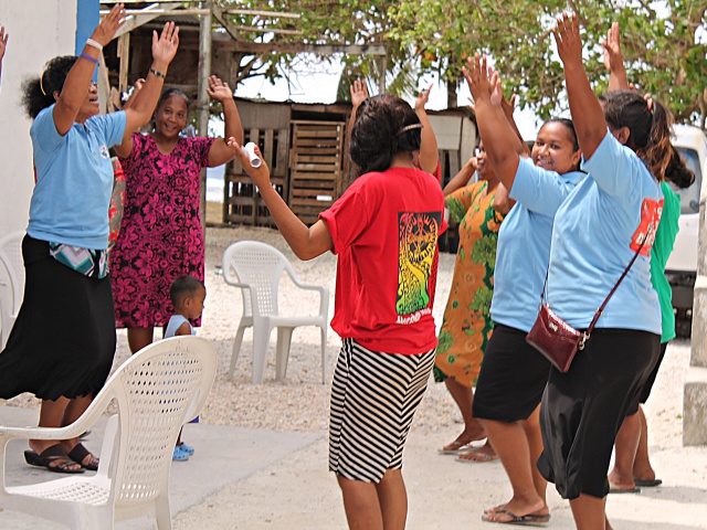 WAM Trainees with WAM Counselor Tolina Tomeing getting some exercise lessons. Photo: Linton Baso