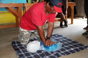 Instructor Binton Daniel learns first aid skills at the Red Cross workshop. Photo: WAM