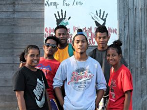 WAM 2017 Youth Reference Group. Pictured from left to right is Rona Stephen, Lestha Mokka, Donny Erbin, Johnson Anwel, Jerry Anjain, and Aklok Edward. Photo: Sealend Laiden