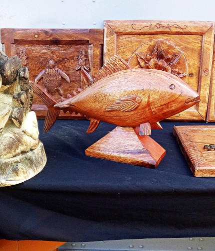 Fish carving created by Maston John. Photo: Suemina Bohanny