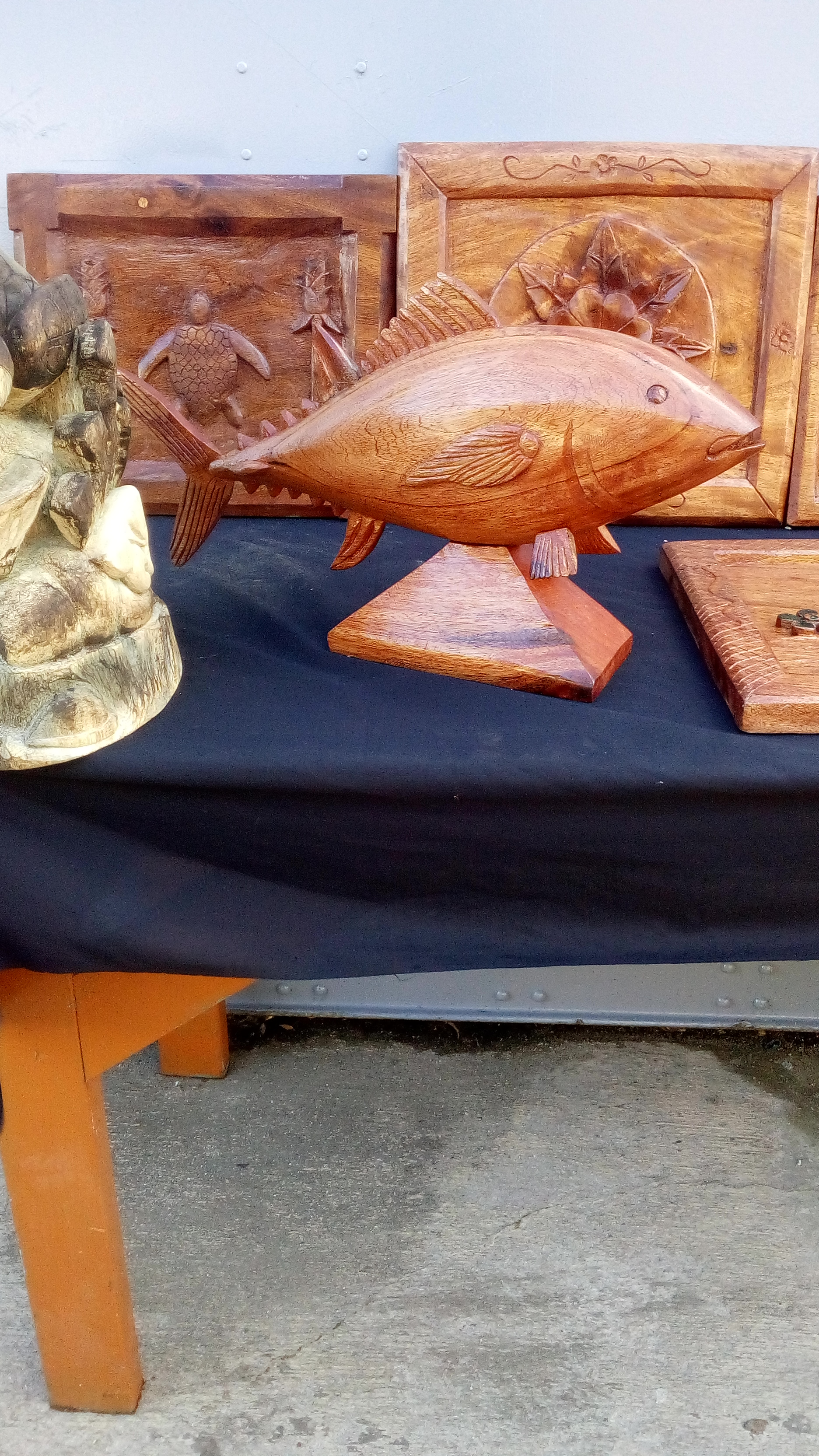 Fish carving created by Maston John. Photo: Suemina Bohanny