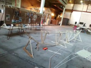 The structure for the canoe is laid out! Photo: Esther Kokmeijer